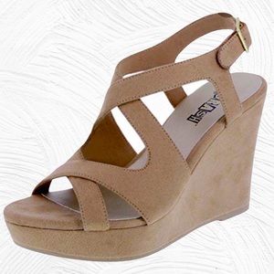 Sabrina Wedge Sandals in Beige Color - Brash Brand